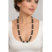 10 mm Black Lace Agate Necklace with Opalite, Murano and Czech Crystals - 22 inch