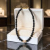 10 mm Black Lace Agate with Majorica Pearl Necklace - 20 inch 10 mm Black Lace Agate with Majorica Pearl Necklace - 20 inch