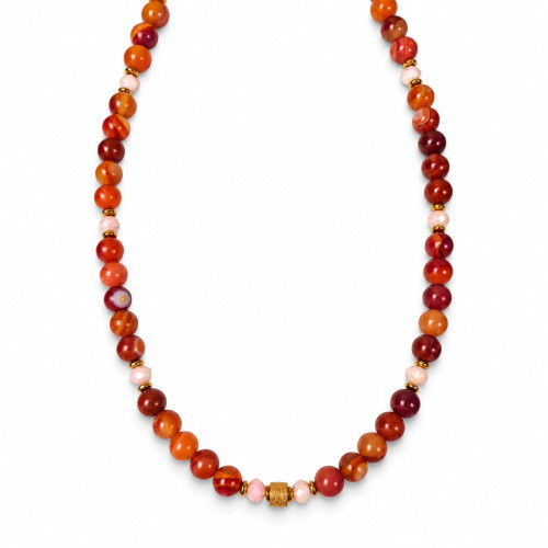 8 mm Carnelian with Czech Crystal Necklace - 18 inch 8 mm Carnelian with Czech Crystal Necklace - 18 inch