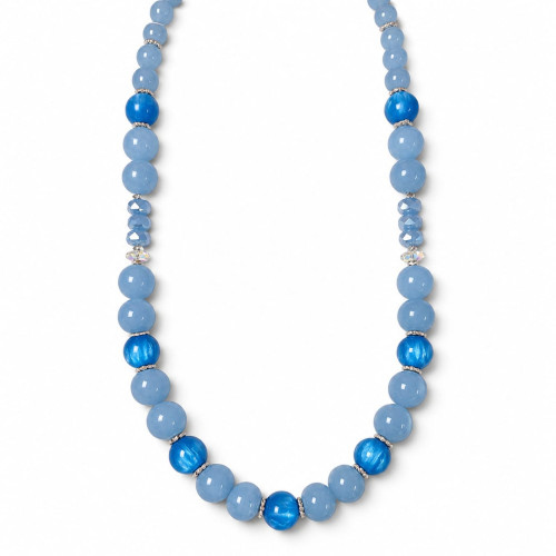 12 mm Aquamarine and Blue Cat’s Eye Necklace - 22 inch 12 mm Aquamarine and Blue Cat’s Eye Necklace - 22 inch