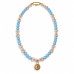 8 mm Aquamarine and Cat’s Eye Bow Necklace - 17 inch