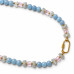 8 mm Aquamarine and Cat’s Eye Bow Necklace - 17 inch