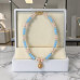 8 mm Aquamarine and Cat’s Eye Bow Necklace - 17 inch