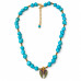 8mm~10mm Turquoise Necklace with Zirconia Winged Heart Charm - 18 inch 8mm~10mm Turquoise Necklace with Zirconia Winged Heart Charm - 18 inch