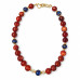 12 mm Carnelian and Navy Murano-Style Glass Necklace — 16 inch 12 mm Carnelian and Navy Murano-Style Glass Necklace — 16 inch