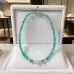 6 mm and 8 mm Faceted Greenish Agate and Czech Crystal Necklace — 17 inch 6 mm and 8 mm Faceted Greenish Agate and Czech Crystal Necklace — 17 inch