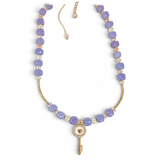8 mm Aquamarine and Czech Crystal Key Necklace - 17 inch 8 mm Aquamarine and Czech Crystal Key Necklace - 17 inch