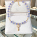 8 mm Aquamarine and Czech Crystal Key Necklace - 17 inch 8 mm Aquamarine and Czech Crystal Key Necklace - 17 inch