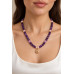 8 mm Amethyst and Fluorite with Lock Charm Necklace - 17 Inches 8 mm Amethyst and Fluorite with Lock Charm Necklace - 17 Inches