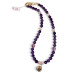 8 mm Amethyst and Fluorite with Lock Charm Necklace - 17 Inches 8 mm Amethyst and Fluorite with Lock Charm Necklace - 17 Inches
