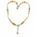 Citrine and Opalite Necklace with Chain Drops - 25 Inches