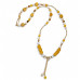 Citrine and Opalite Necklace with Chain Drops - 25 Inches