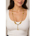 Citrine and Opalite Necklace with Chain Drops - 25 Inches