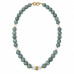 12 mm Jade and Opalite Necklace with Golden Accents - 18 Inches