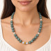 12 mm Jade and Opalite Necklace with Golden Accents - 18 Inches