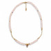 6 mm Rose Quartz Necklace with Zirconia Heart and Golden Accents - 16 inch