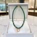 8 mm Green Agate Necklace with Sun Charm - 18 inch 8 mm Green Agate Necklace with Sun Charm - 18 inch