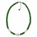 6 mm Oval Jade Necklace with Czech Crystals and Silver-Tone Accents - 17 inch 6 mm Oval Jade Necklace with Czech Crystals and Silver-Tone Accents - 17 inch