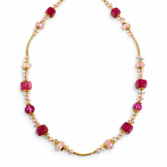Pink Tourmaline and Pink Quartz Necklace – 21 Inches Pink Tourmaline and Pink Quartz Necklace – 21 Inches