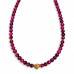 6 mm Pink Tiger’s Eye Necklace with Gold-Tone Charm – 16 inch