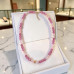 8 mm Pink Quartz and Czech Crystal Necklace — 19 inch