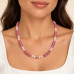 8 mm Pink Quartz and Czech Crystal Necklace — 19 inch