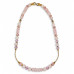 8 mm Rose Quartz and Czech Crystal Necklace with Infinity Clasp — 18 inch