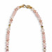 8 mm Rose Quartz and Czech Crystal Necklace with Infinity Clasp — 18 inch