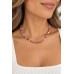 6 mm Rhodonite and Freshwater Pearl Necklace with Murano-Style Crystal - 16 inch