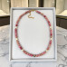 6 mm Rhodonite and Freshwater Pearl Necklace with Murano-Style Crystal - 16 inch
