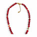 8 mm Faceted Red Agate and Floral Porcelain Necklace with Heart Charm — 17 inch 8 mm Faceted Red Agate and Floral Porcelain Necklace with Heart Charm — 17 inch