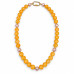 12 mm Yellow Quartz and Pink Faux Pearl Necklace — 22 inch 12 mm Yellow Quartz and Pink Faux Pearl Necklace — 22 inch