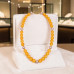 12 mm Yellow Quartz and Pink Faux Pearl Necklace — 22 inch 12 mm Yellow Quartz and Pink Faux Pearl Necklace — 22 inch