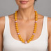 12 mm Yellow Quartz and Pink Faux Pearl Necklace — 22 inch 12 mm Yellow Quartz and Pink Faux Pearl Necklace — 22 inch