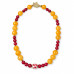 12 mm Yellow Quartz and 8 mm Red Agate Necklace with Porcelain Accent 12 mm Yellow Quartz and 8 mm Red Agate Necklace with Porcelain Accent