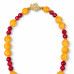 12 mm Yellow Quartz and 8 mm Red Agate Necklace with Porcelain Accent 12 mm Yellow Quartz and 8 mm Red Agate Necklace with Porcelain Accent