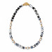 6 mm Black Spotted Agate Necklace with Czech Crystals and Zirconia Maple Leaf Clasp 6 mm Black Spotted Agate Necklace with Czech Crystals and Zirconia Maple Leaf Clasp
