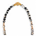 6 mm Black Spotted Agate Necklace with Czech Crystals and Zirconia Maple Leaf Clasp 6 mm Black Spotted Agate Necklace with Czech Crystals and Zirconia Maple Leaf Clasp