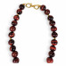 14 mm Red Tiger’s Eye Necklace with Gold Flower Charm — 16 inch 14 mm Red Tiger’s Eye Necklace with Gold Flower Charm — 16 inch