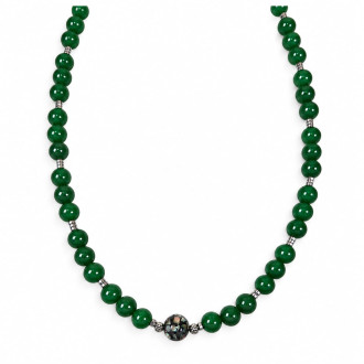 8 mm Green Jade and Shell Necklace — 19 inch