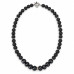 10 mm Lava Stone and 12 mm Dark Grey Cat’s Eye Necklace — 19 Inches 10 mm Lava Stone and 12 mm Dark Grey Cat’s Eye Necklace — 19 Inches