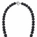 10 mm Lava Stone and 12 mm Dark Grey Cat’s Eye Necklace — 19 Inches 10 mm Lava Stone and 12 mm Dark Grey Cat’s Eye Necklace — 19 Inches
