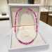 6 mm Faceted Pink Agate with Stainless Steel Necklace — 17 inch 6 mm Faceted Pink Agate with Stainless Steel Necklace — 17 inch