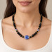 8 mm Black Obsidian with Porcelain Necklace - 18 inch 8 mm Black Obsidian with Porcelain Necklace - 18 inch