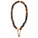10 mm Tiger’s Eye Necklace with Gold Plated Stainless Steel Charms 10 mm Tiger’s Eye Necklace with Gold Plated Stainless Steel Charms