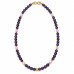 6 mm Amethyst and Czech Crystal Necklace - 17 inch