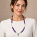 10 mm Amethyst and Cat’s Eye Sun Necklace - 22 inch