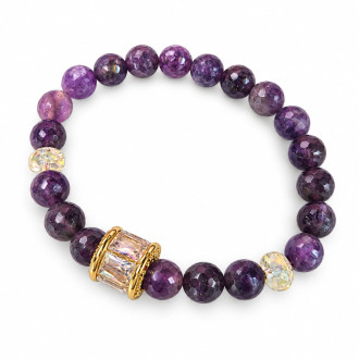Faceted Amethyst with Zirconia Bracelet - 8 mm