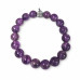 Amethyst with Stainless Steel Clover Bracelet - 10 mm Amethyst with Stainless Steel Clover Bracelet - 10 mm