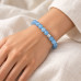 Faceted Aquamarine Bracelet with Stainless Steel Charm - 8 mm Faceted Aquamarine Bracelet with Stainless Steel Charm - 8 mm